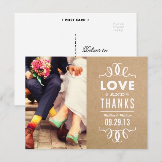 MODERNE HIPSTER | BRUILOFT BEDANKT POST KAART (Voorkant / Achterkant)