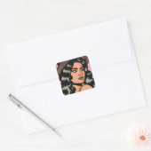 Moderne Hispanic Boho Lady Pop Art Vierkante Sticker (Envelop)