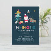 Moderne HO HO HO Kerstfeest Kaart (Staand voorkant)