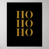 Moderne "HO HO HO"-vakantiewandkunst | Zwart en go Poster (Voorkant)