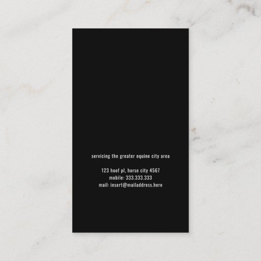 Moderne hoefijzer hoefijzers paardenhoeven Trim Visitekaartje (Achterkant)