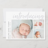 Moderne hoek | Drie foto-collage geboorte Aankondiging (Voorkant)