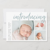 Moderne hoek | Drie foto-collage geboorte Aankondiging (Voorkant)