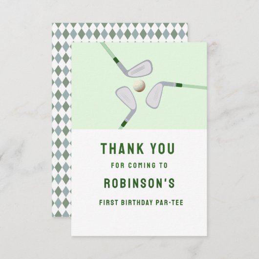 Moderne Hole-in-One Par-tee golf verjaardag Bedankkaart (Voorkant / Achterkant)