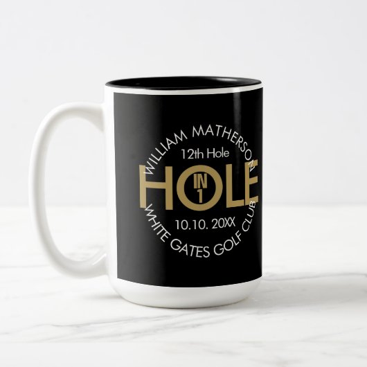 Moderne Hole in One Zwart en Goud Tweekleurige Koffiemok (Links)