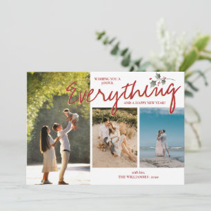 Moderne Holly 3 Foto Rood Groen Elegante Nieuwe Fa Feestdagenkaart