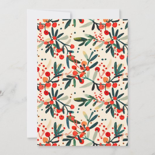 Moderne Holly Berries Kerstscript Foto Feestdagenkaart (Achterkant)