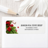 Moderne Holly Berries Vakantie Kerstmis Etiket (Insitu)