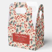 Moderne Holly Berry Kerst Botanische Patroon Bedankdoosjes (Geopend)