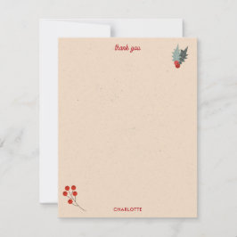 Moderne Holly Berry Kerst Botanische Patroon Bedankkaart