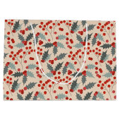 Moderne Holly Berry Kerst Botanische Patroon Groot Cadeauzakje (Achterkant)