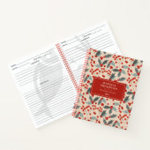 Moderne Holly Berry Kerst Botanische Patroon Notitieboek (Binnen)