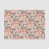 Moderne Holly Berry Kerst Botanische Patroon Tissuepapier (Voorkant)