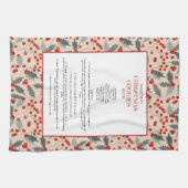 Moderne Holly Berry Kerst Botanische Recept Theedoek (Horizontaal)