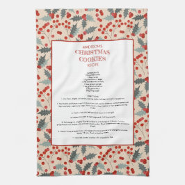 Moderne Holly Berry Kerst Botanische Recept Theedoek