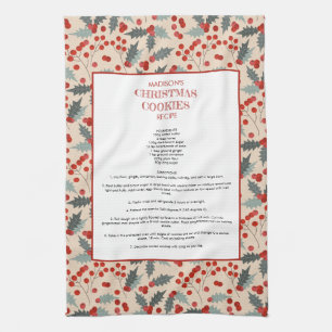 Moderne Holly Berry Kerst Botanische Recept Theedoek