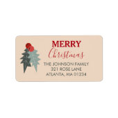 Moderne Holly Berry Kerstmis Botanische Kerstmis Etiket (Voorkant)