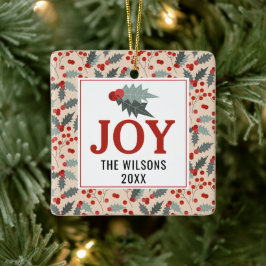 Moderne Holly Berry Kerstmis Botanische vreugde fa Keramisch Ornament