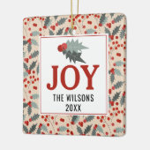 Moderne Holly Berry Kerstmis Botanische vreugde fa Keramisch Ornament (Links)