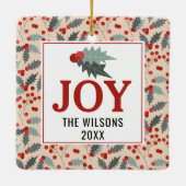 Moderne Holly Berry Kerstmis Botanische vreugde fa Keramisch Ornament (Achterkant)