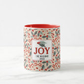 Moderne Holly Berry Kerstmis Botanische vreugde fa Mok (Midden)