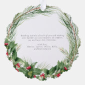 Moderne Holly Berry Vrolijk Kerstfeest Foto krans Ornament Kaart (Achterkant)