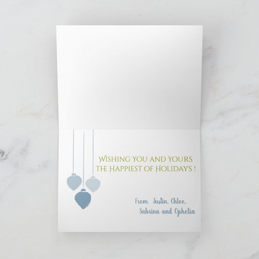 Moderne Holly Jolly FOTO Vakantie Baubles Kaart (Binnen)