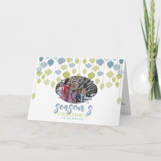 Moderne Holly Jolly FOTO Vakantie Baubles Kaart (Voorkant)