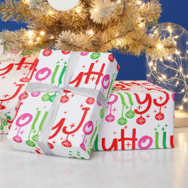 Moderne Holly Jolly Typografie Cadeaupapier