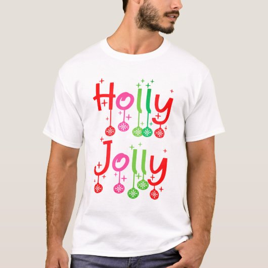 Moderne Holly Jolly Typografie T-shirt (Voorkant)