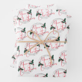 Moderne Holly Krans Vrolijk Kerstfeest Inpakpapier Vel (In situ)