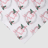 Moderne Holly Krans Vrolijk Kerstfeest Tissuepapier (Detail)