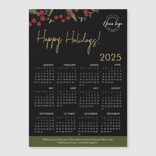 Moderne Holly Pijnenkrans logo 2025 Kalender Aange (Voorkant)