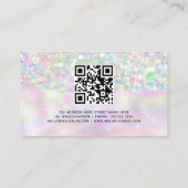 Moderne Holo Glitter Custom Monogram QR Code Girly Contactkaartje (Achterkant)