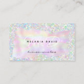 Moderne Holo Glitter Custom Monogram QR Code Girly Contactkaartje (Voorkant)