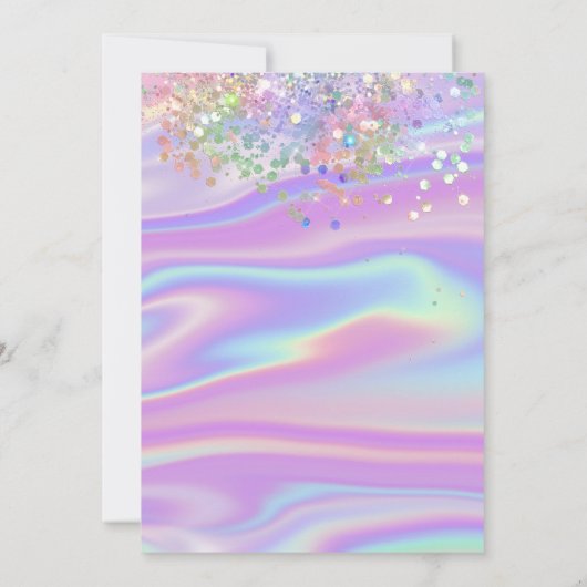 Moderne Holografen Girly Trendy Sweet 16 Uitnodigi Kaart (Achterkant)