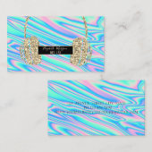 Moderne holografisch, Gold Glitter Headphone DJ Visitekaartje (Voorkant / Achterkant)