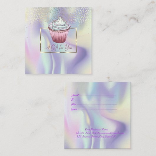 Moderne holografisch,Lijst,Confetti,Cupcake Kortingskaartje (Voorkant / Achterkant)