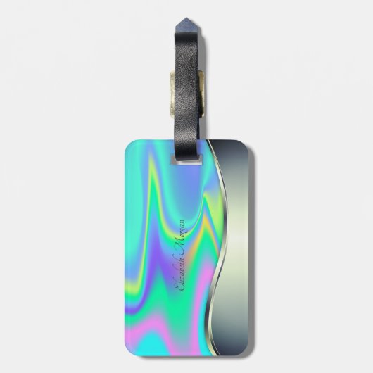Moderne holografisch, monogram bagagelabel (Achterkant verticaal)
