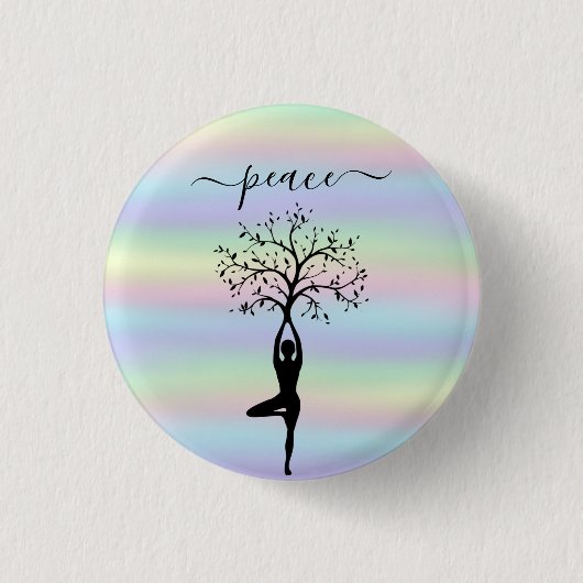 Moderne holografisch, Peace Yoga Ronde Button 3,2 Cm (Voorkant)