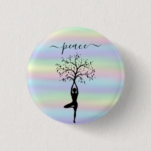 Moderne holografisch, Peace Yoga Ronde Button 3,2 Cm