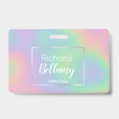 Moderne Holografisch Regenboogeffect Metaal Frame Badge (Achterkant)