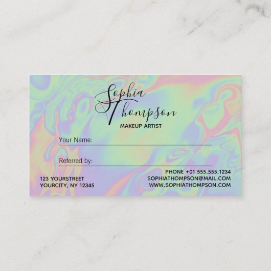 Moderne holografisch script — Kaart verwijzing Afsprakenkaartje (Achterkant)