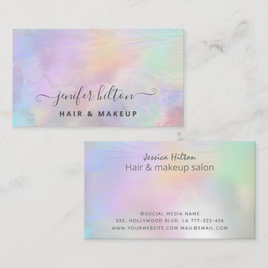 Moderne holografische abstracte handtekening visitekaartje (Voorkant / Achterkant)