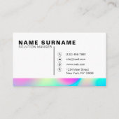 Moderne Holografische Abstracte Sky Pastel Regenbo Visitekaartje (Achterkant)