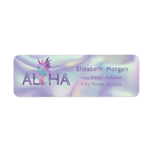 Moderne holografische ananas, Aloha Etiket (Voorkant)