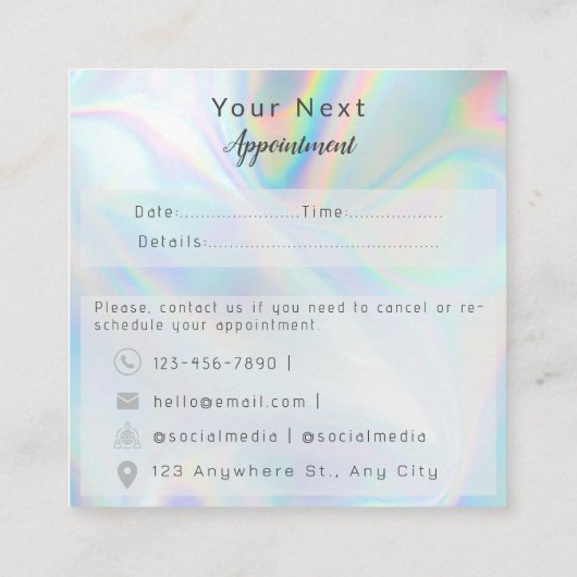 Moderne holografische bewerkbare afspraakkaarten afsprakenkaartje (Achterkant)