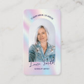 Moderne Holografische Chic Estheticus QR Code Foto Visitekaartje (Voorkant)