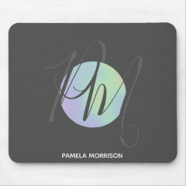 Moderne holografische cirkelmonogram - Mousepad Muismat