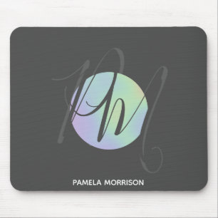 Moderne holografische cirkelmonogram - Mousepad Muismat